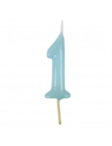 Vela Número 1 Azul Pastel